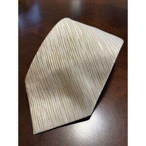 Gold Diagonal Striped Handmade 100% Silk  Neck Tie